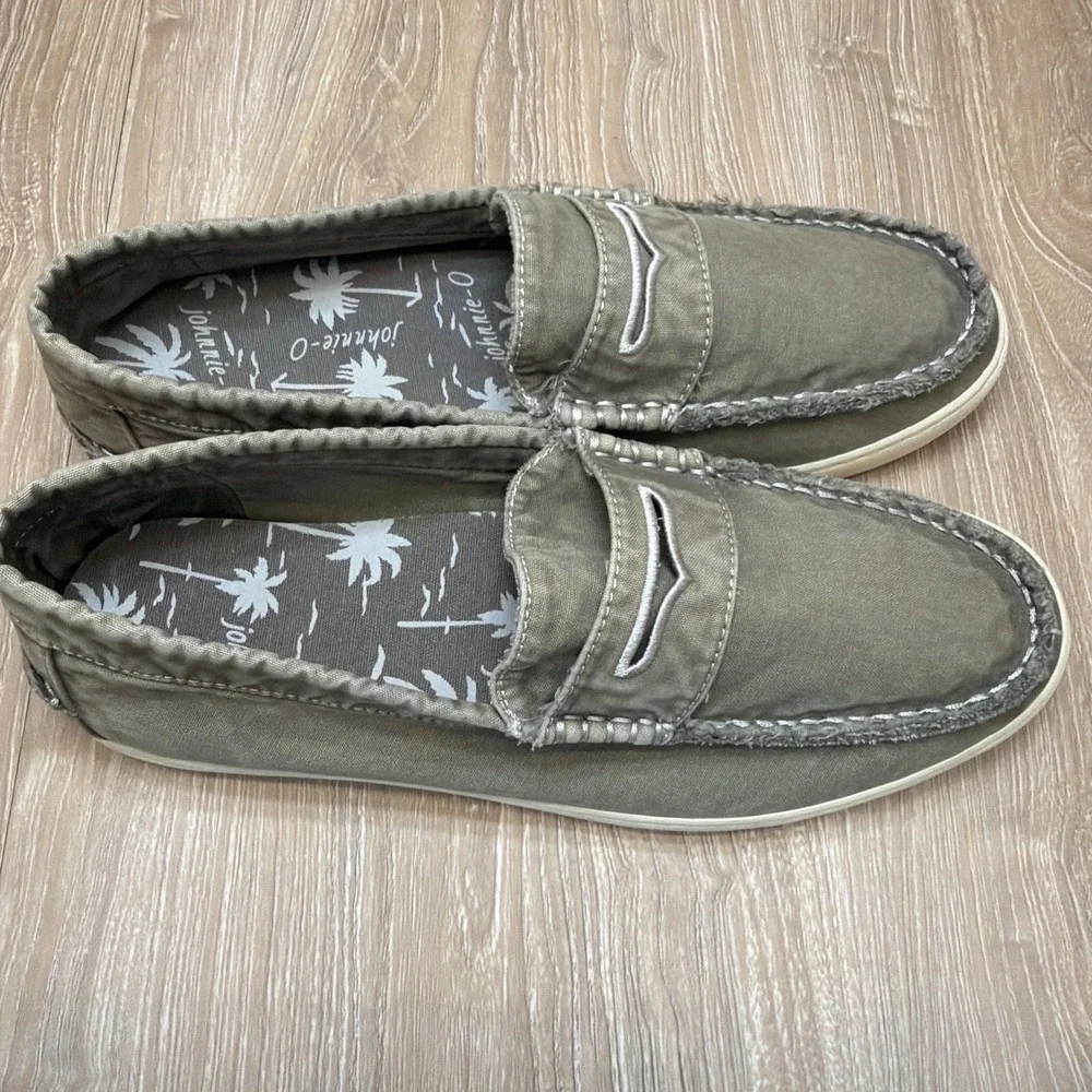 Johnnie-O Mens Size 8.5 Indigo Penny Gray Loafers Casual Boat Shoe